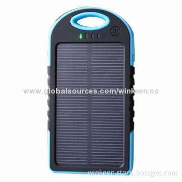 Solar Power Bank with Dual USB Output and 5,000mAh, for Mobile Devices